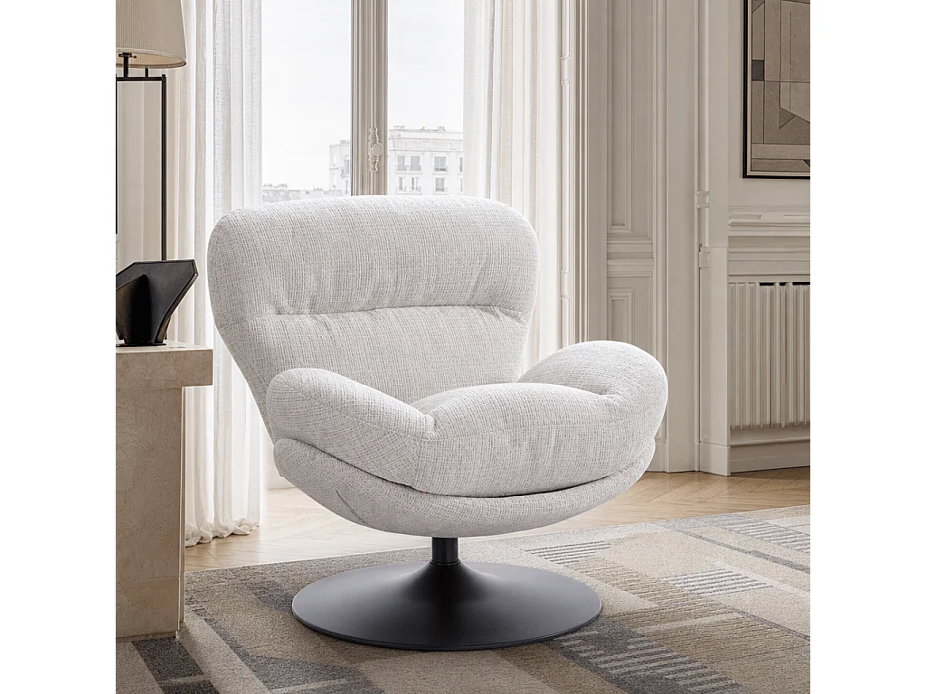 Fauteuil rotatif tissu 1 place gris SEVRES