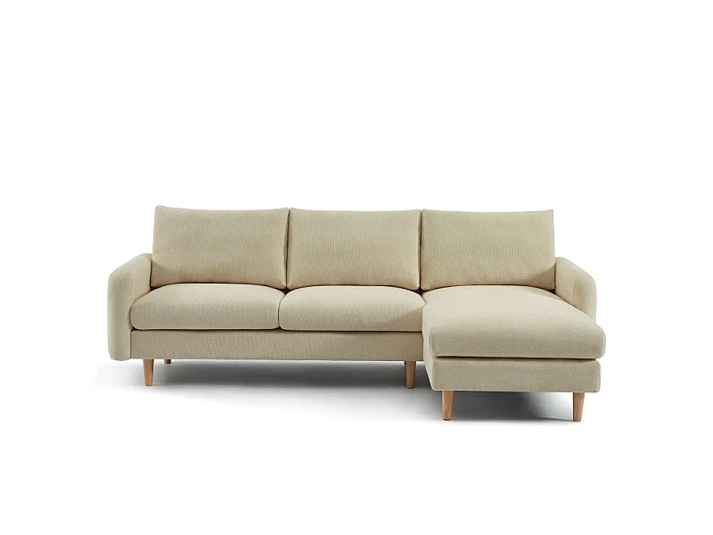 Canapé d'angle fixe réversible tissu chenille 4 places taupe VENDOME