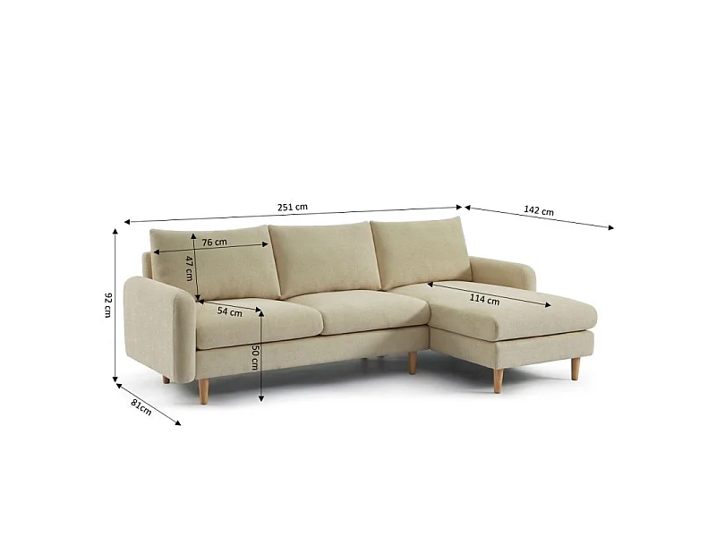 Canapé d'angle fixe réversible tissu chenille 4 places taupe VENDOME