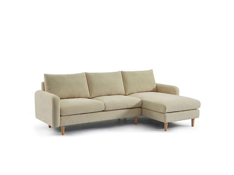 Canapé d'angle fixe réversible tissu chenille 4 places taupe VENDOME