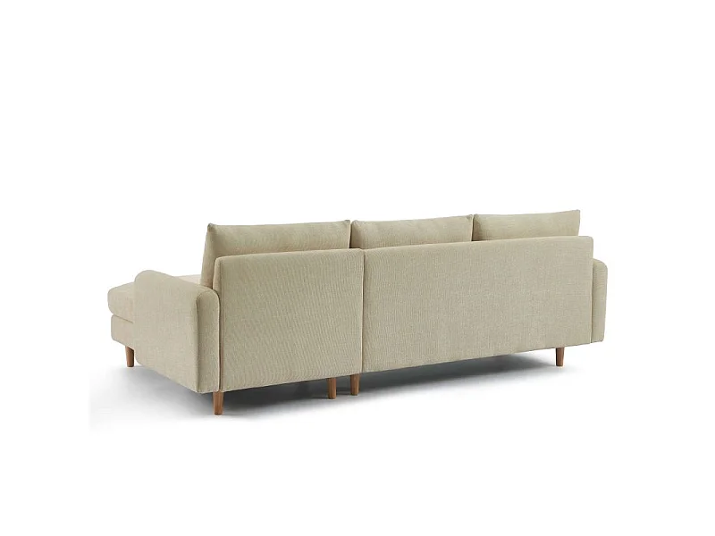 Canapé d'angle fixe réversible tissu chenille 4 places taupe VENDOME