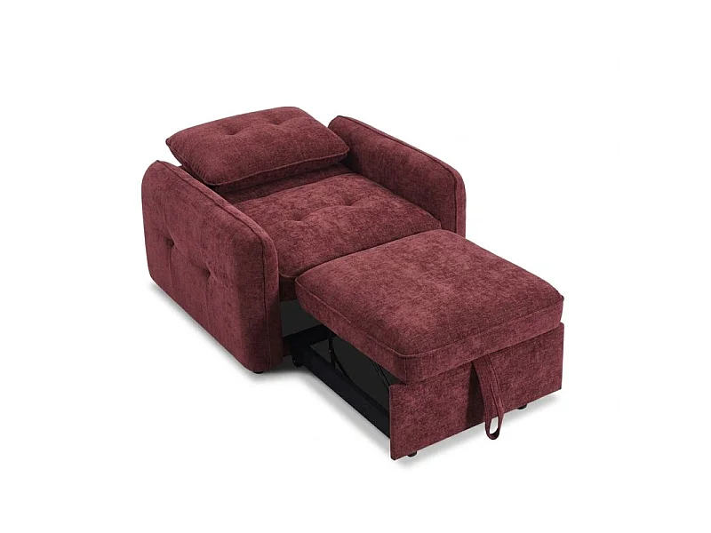 Fauteuil convertible chenille 1 place rouge ORVEA