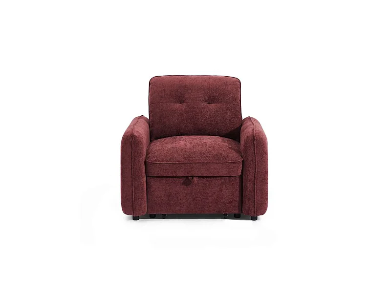 Fauteuil convertible chenille 1 place rouge ORVEA