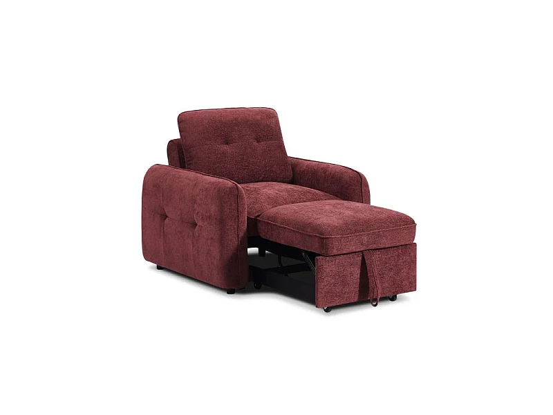Fauteuil convertible chenille 1 place rouge ORVEA