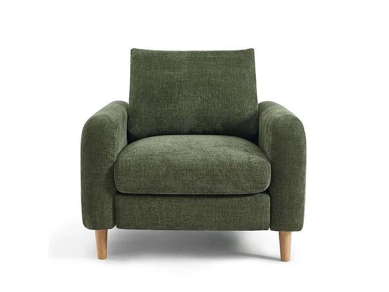 Fauteuil fixe tissu chenille 1 place vert VENDOME