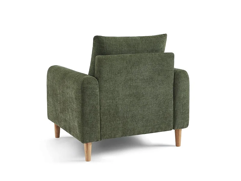 Fauteuil fixe tissu chenille 1 place vert VENDOME