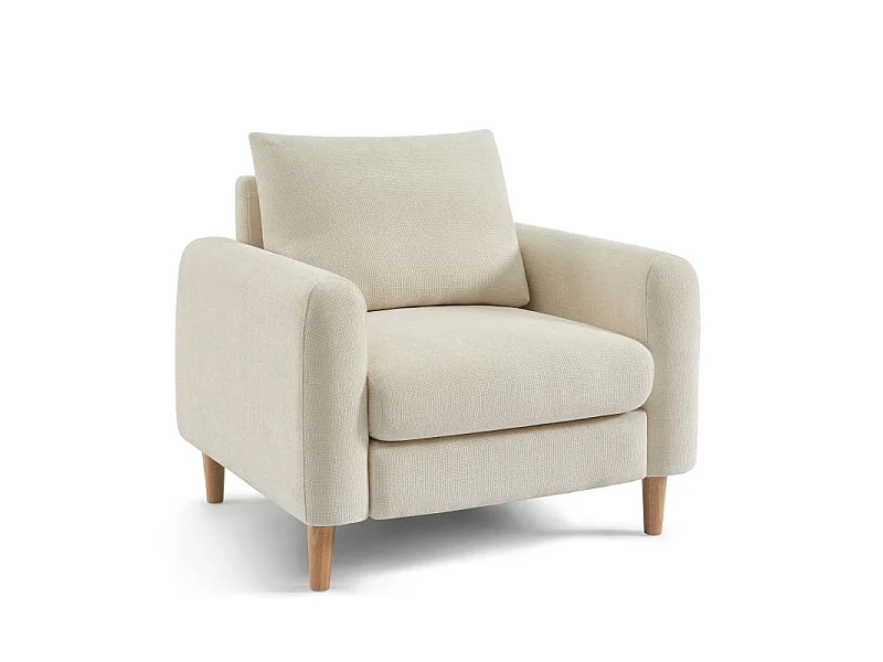 Fauteuil fixe tissu chenille 1 place beige VENDOME