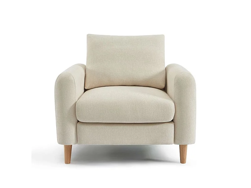 Fauteuil fixe tissu chenille 1 place beige VENDOME