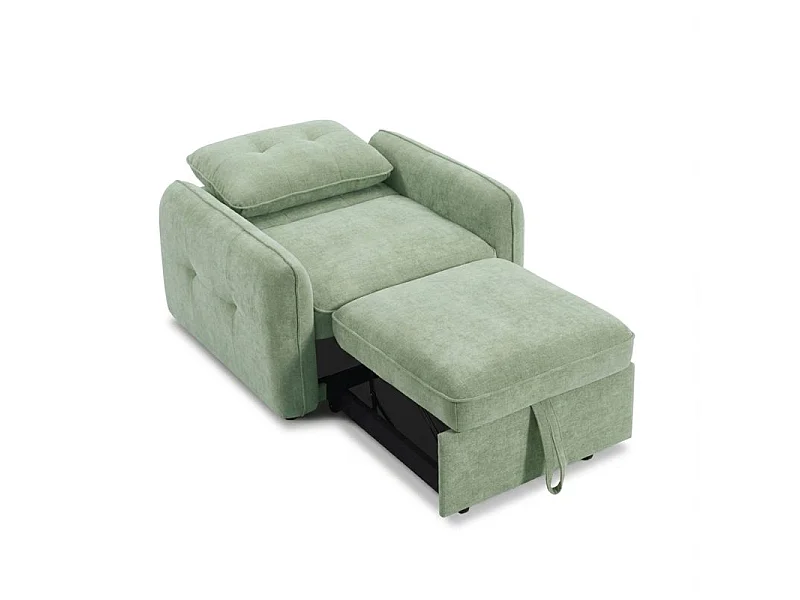 Fauteuil convertible chenille 1 place vert ORVEA