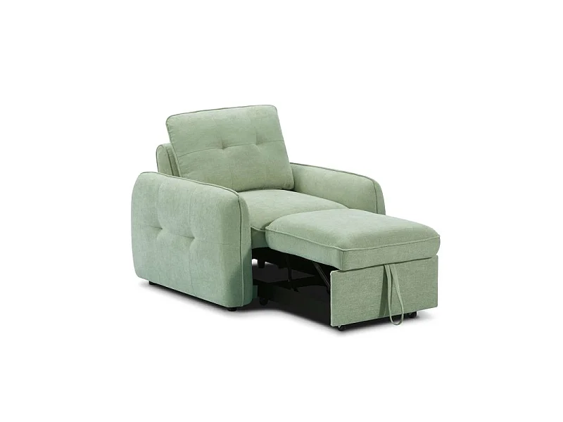 Fauteuil convertible chenille 1 place vert ORVEA