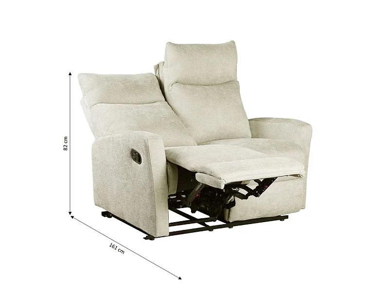 Canapé relax manuel tissu 2 places beige ECLIPSE