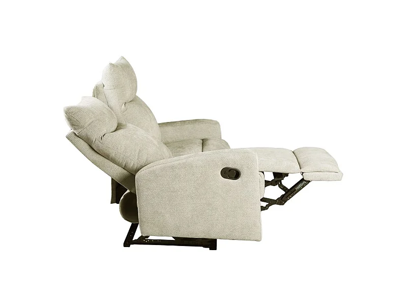 Canapé relax manuel tissu 2 places beige ECLIPSE