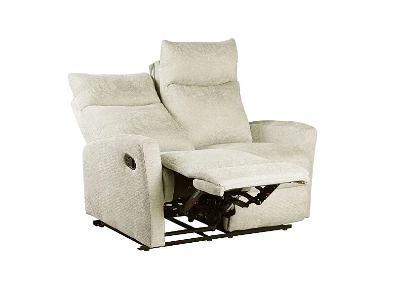 Canapé relax manuel tissu 2 places beige ECLIPSE
