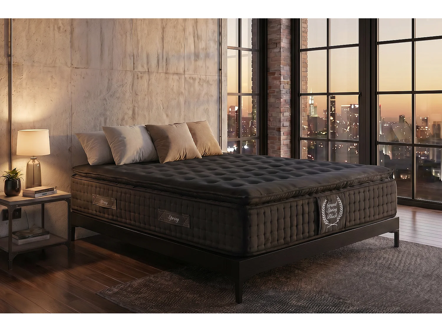 Materasso a molle insacchettate Grand Spring Black, 30cm, 90x200cm - Moonia