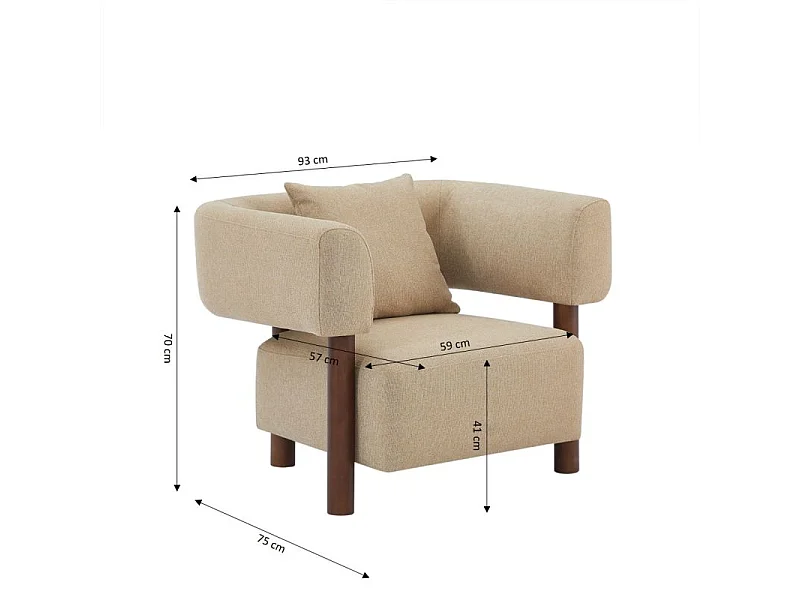 Fauteuil tissu 1 place sable RIVAGE