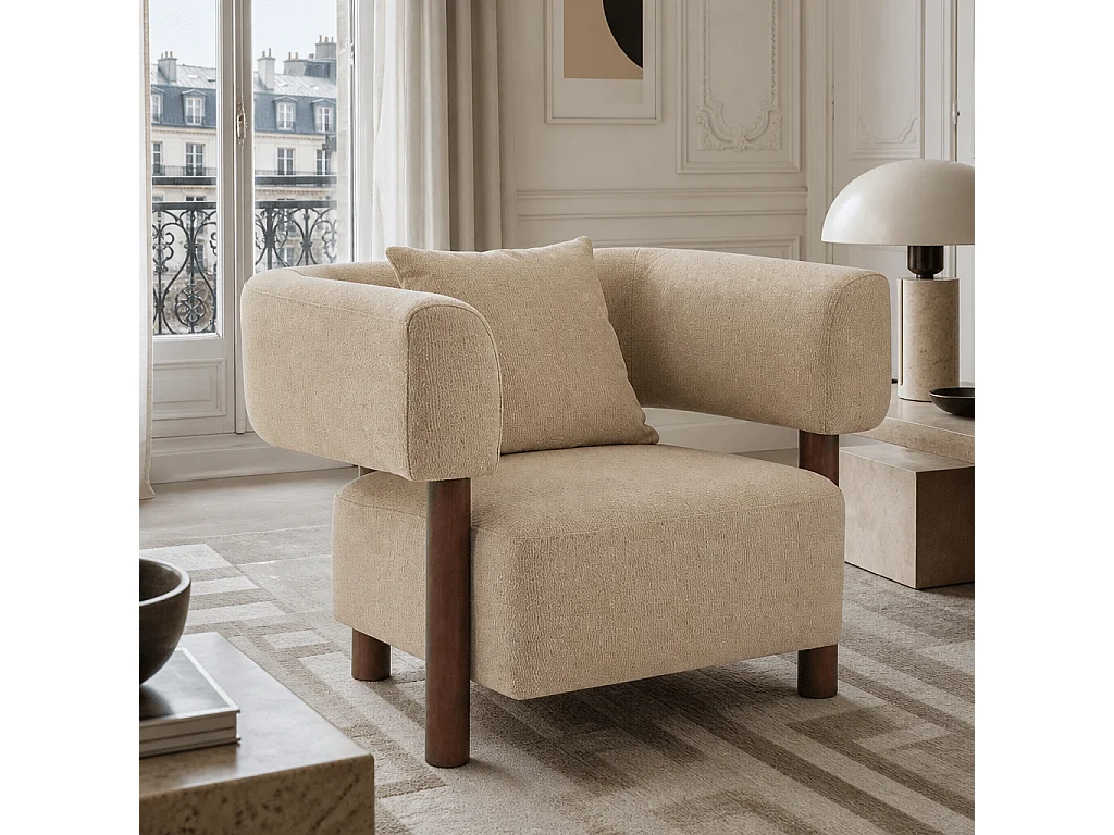 Fauteuil tissu 1 place sable RIVAGE