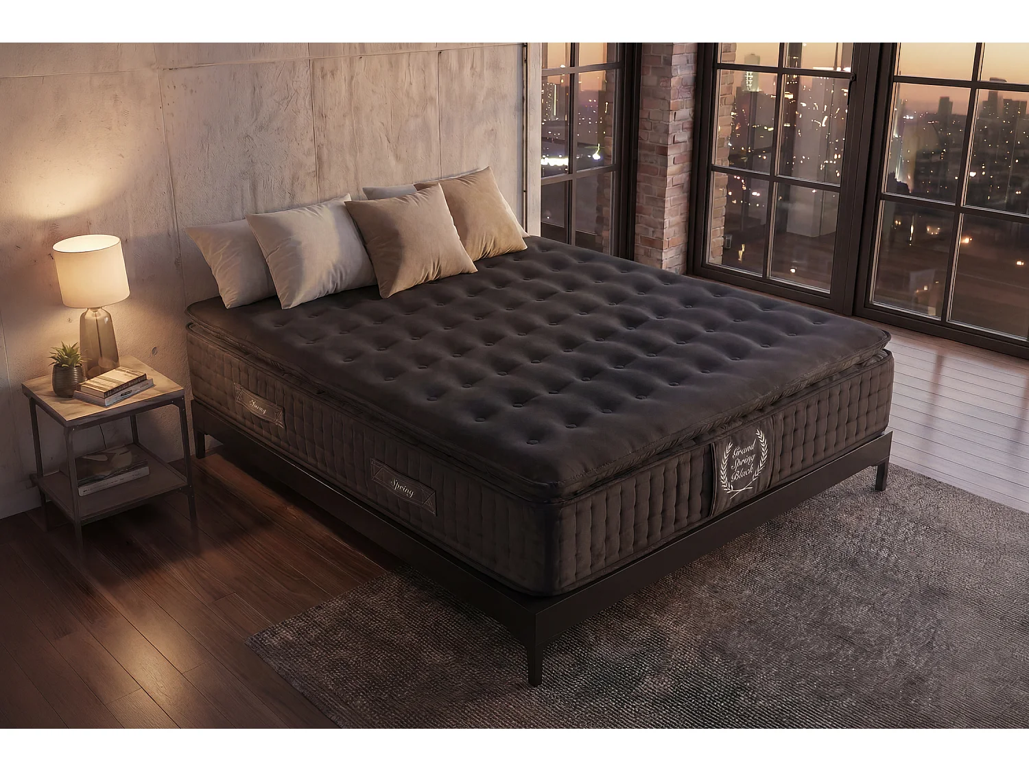 Materasso a molle insacchettate Grand Spring Black, 30cm, 140x190cm - Moonia