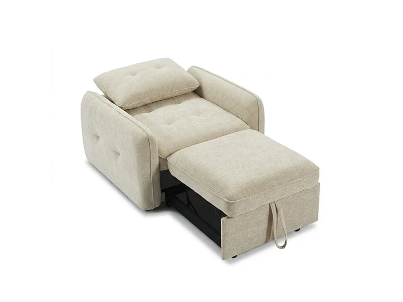 Fauteuil convertible chenille 1 place beige ORVEA
