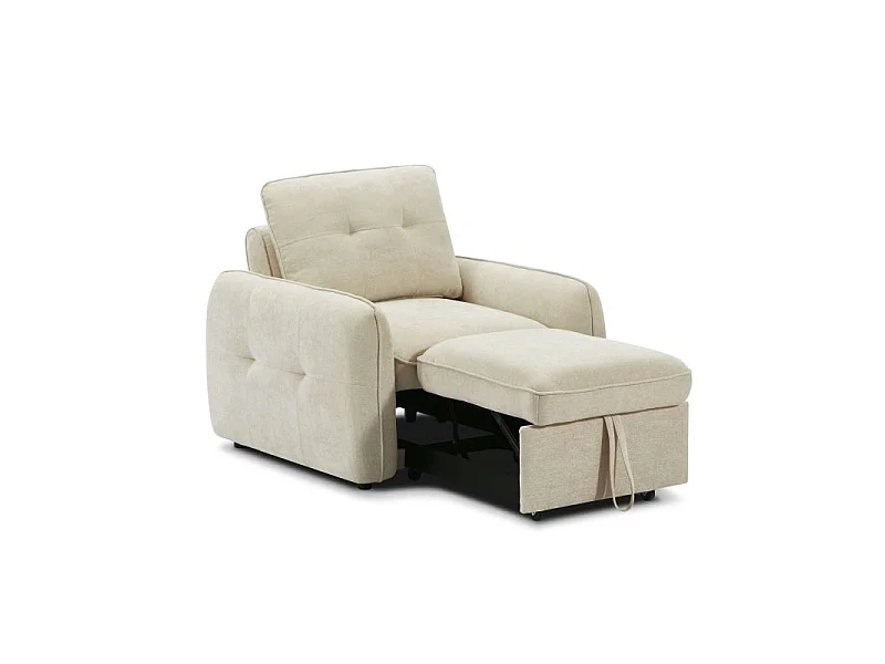 Fauteuil convertible chenille 1 place beige ORVEA