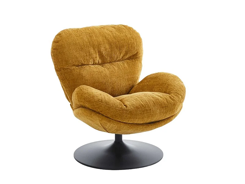 Fauteuil rotatif tissu 1 place jaune moutarde SEVRES