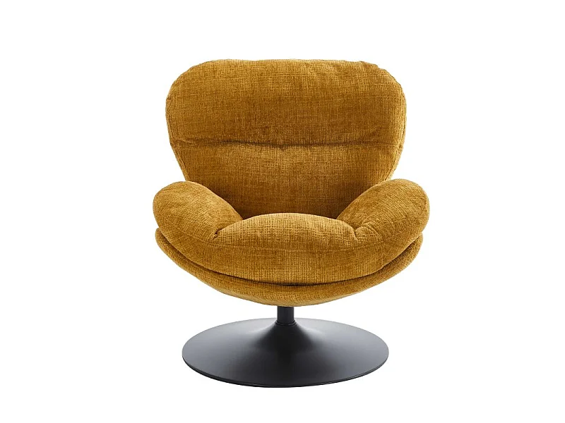 Fauteuil rotatif tissu 1 place jaune moutarde SEVRES