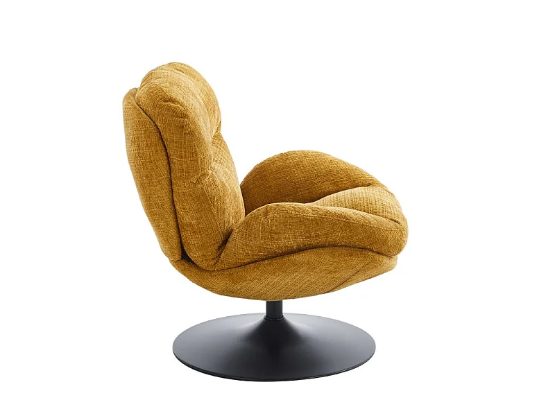 Fauteuil rotatif tissu 1 place jaune moutarde SEVRES