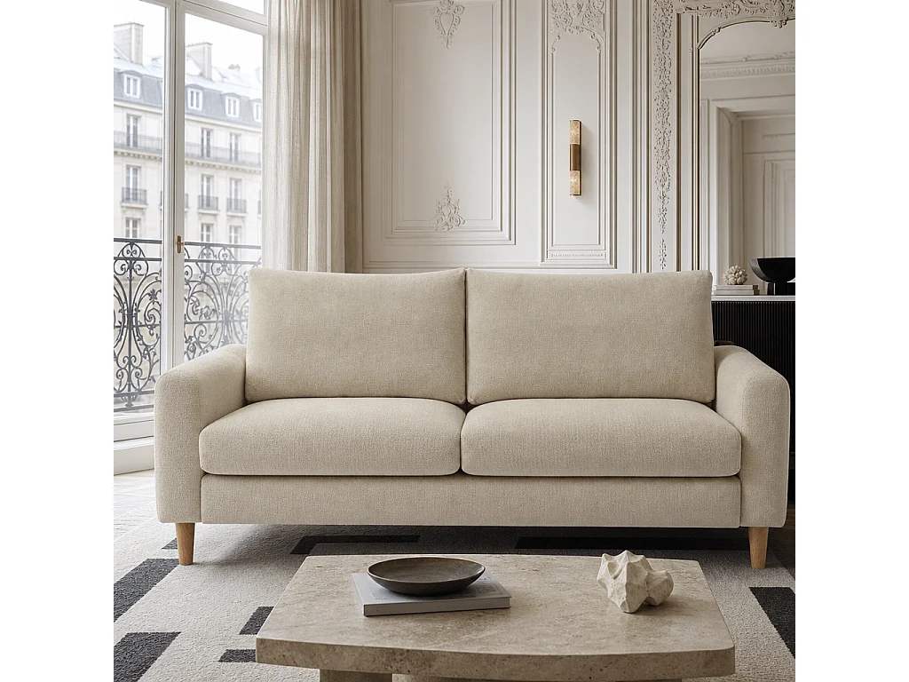 Canapé 3 places en tissu chenille taupe VENDOME