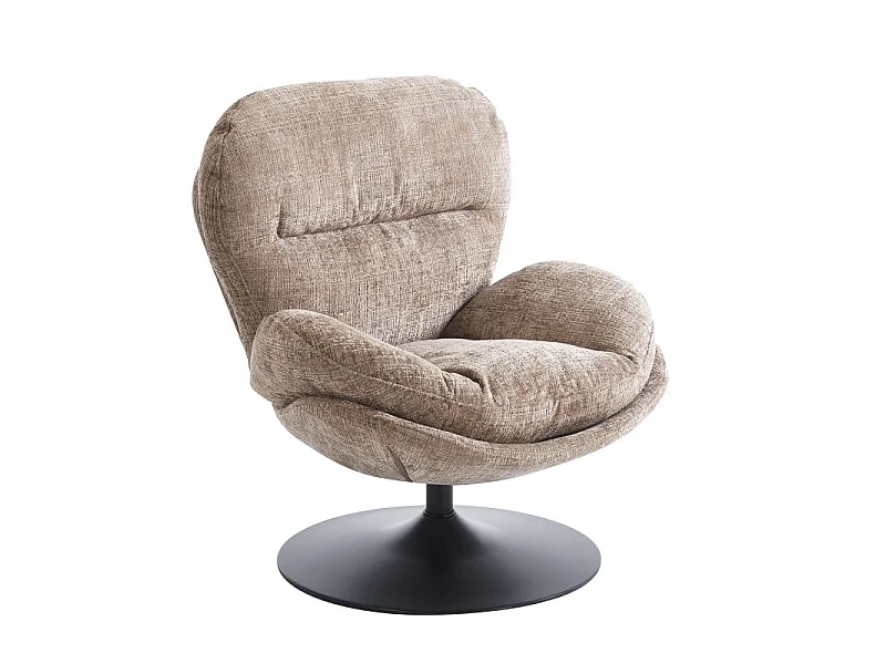 Fauteuil rotatif tissu 1 place taupe SEVRES