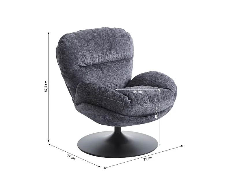 Fauteuil rotatif tissu 1 place bleu SEVRES