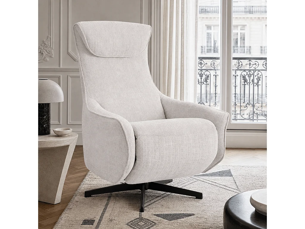 Fauteuil relax électrique rotatif tissu 1 place gris clair MISTRAL