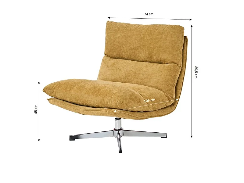 Fauteuil rotatif tissu 1 place jaune moutarde CHANTILLY