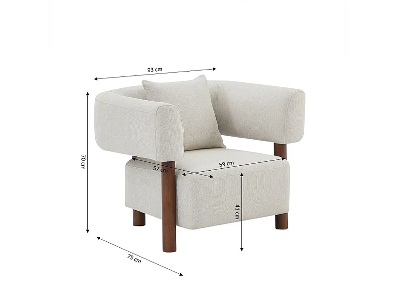 Fauteuil tissu 1 place beige RIVAGE