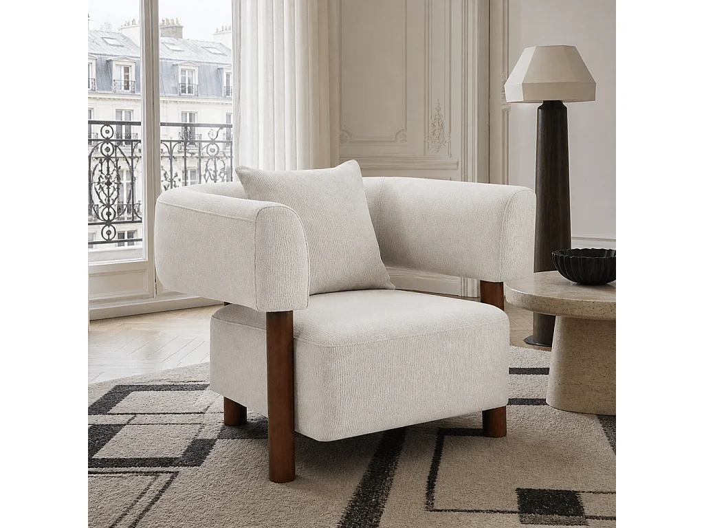 Fauteuil tissu 1 place beige RIVAGE
