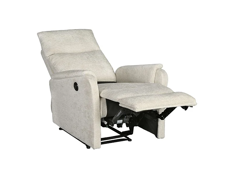 Fauteuil relax électrique tissu 1 place beige LUMIO