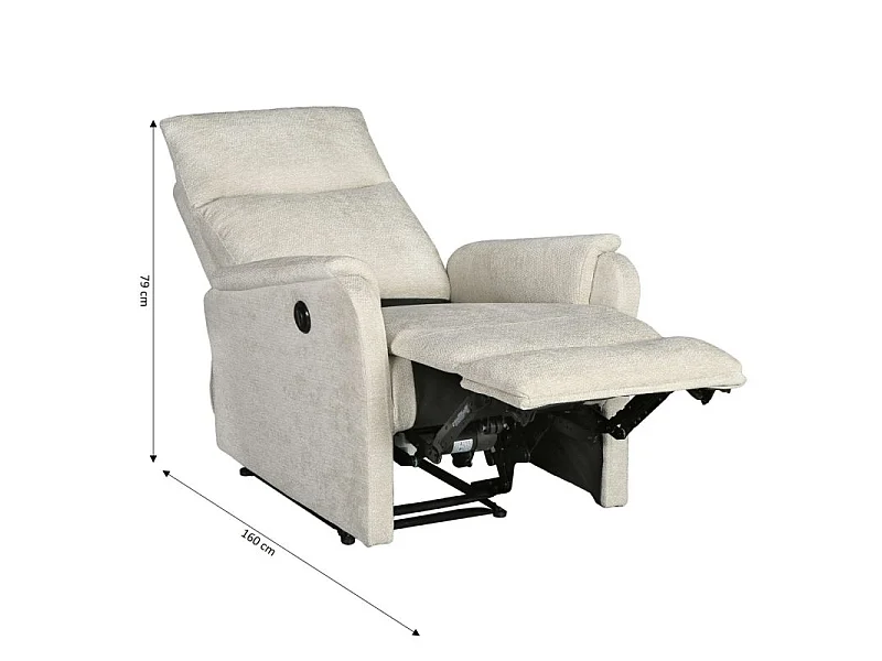 Fauteuil relax électrique tissu 1 place beige LUMIO