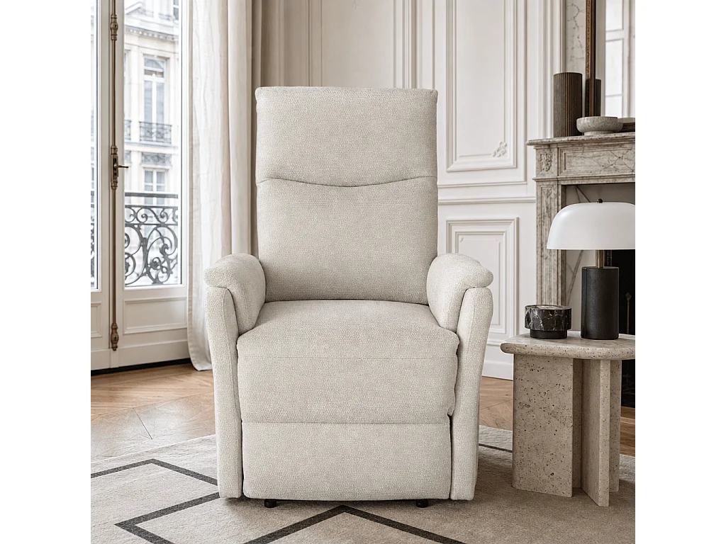 Fauteuil relax électrique tissu 1 place beige LUMIO