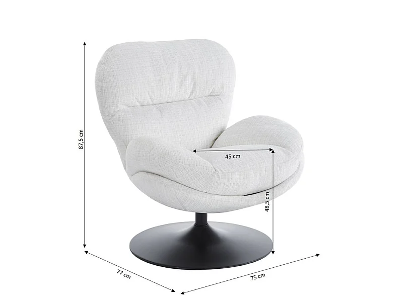Fauteuil rotatif tissu 1 place beige SEVRES