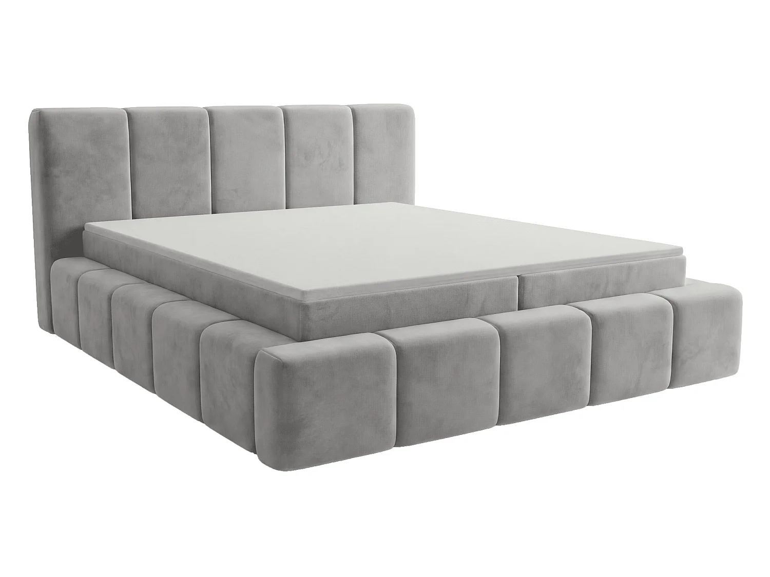 Lit double 160x200 Calisto, moderne avec rangement, matelas H3 - gris