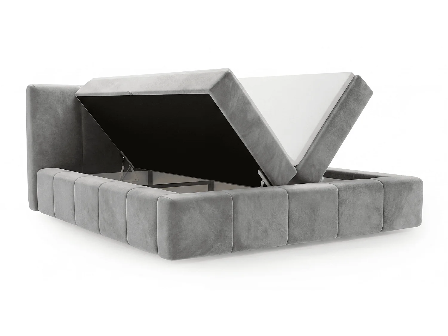 Lit double 160x200 Calisto, moderne avec rangement, matelas H3 - gris