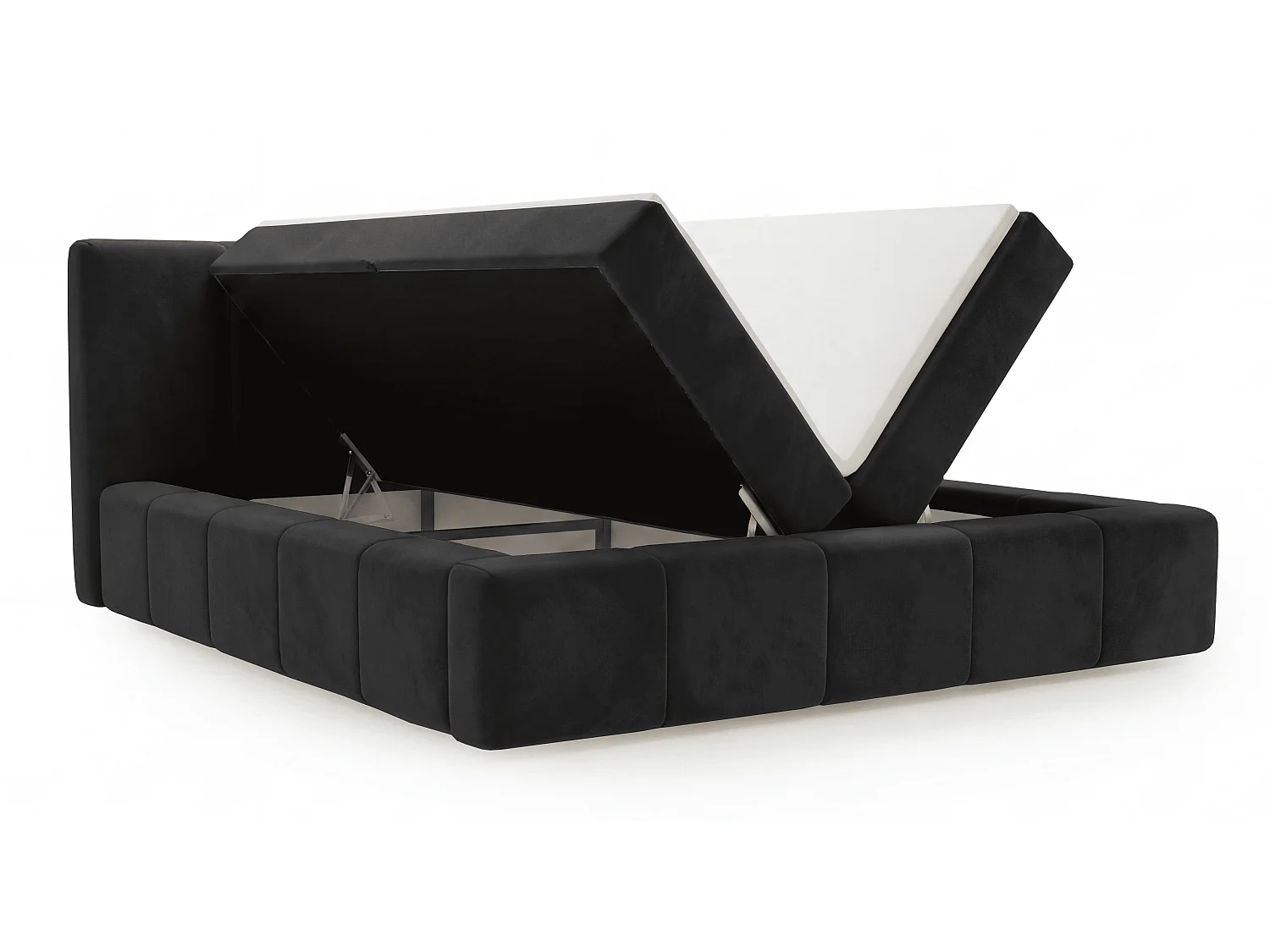 Lit double 160x200 Calisto, moderne avec rangement, matelas H3 - noir