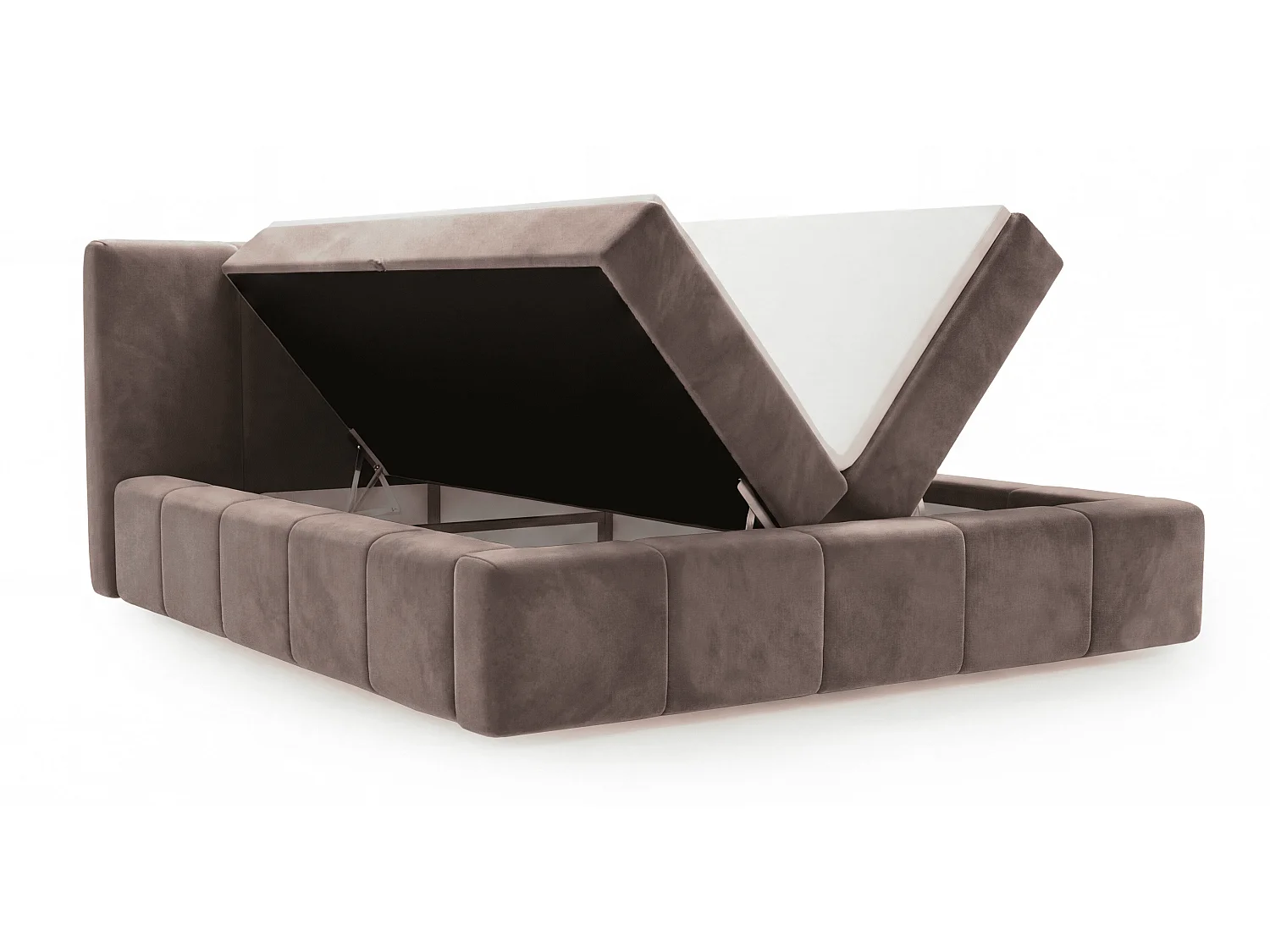 Lit double 160x200 Calisto, moderne avec rangement, matelas H3 - marron