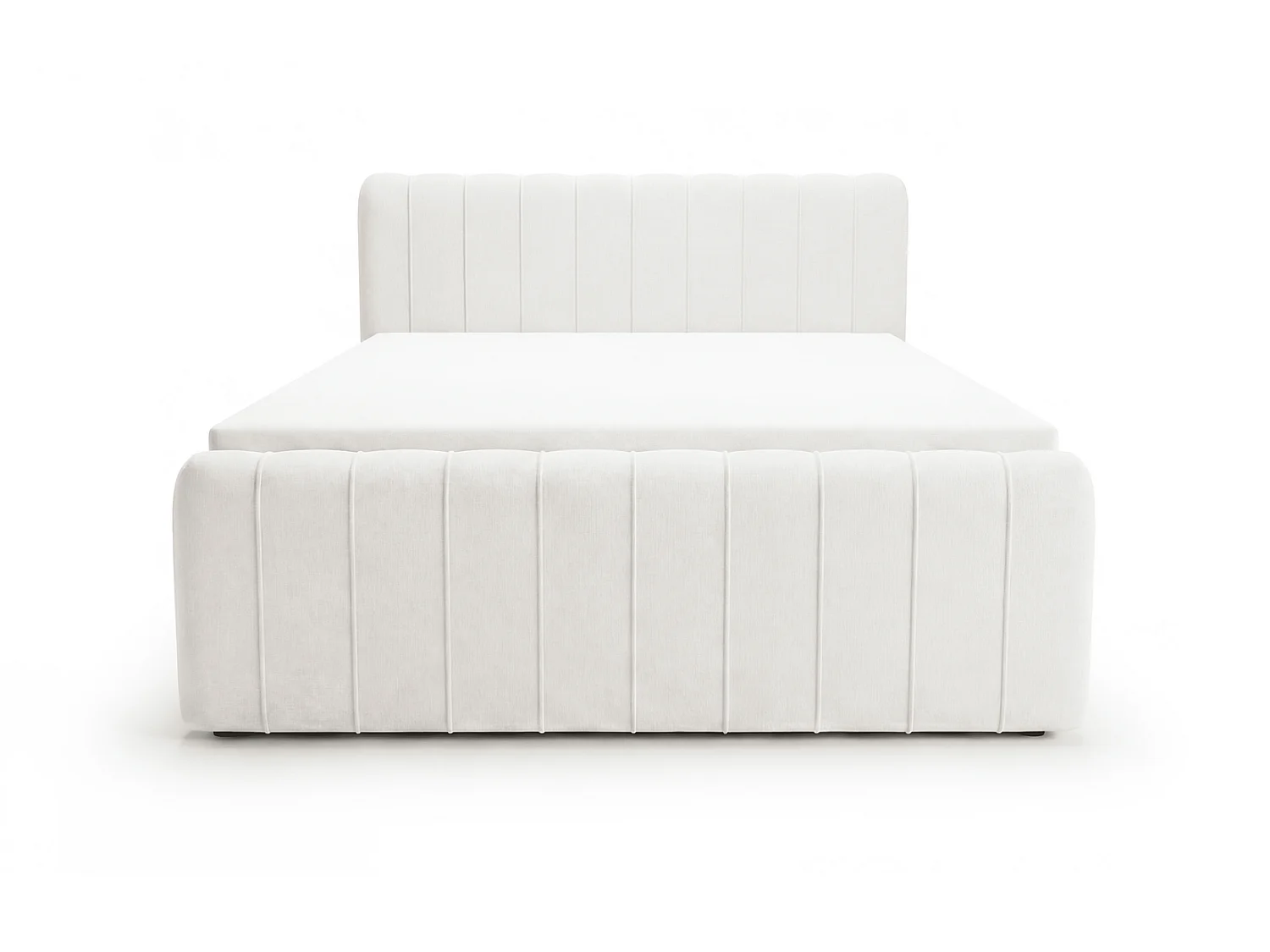 Lit double 180x200 Porto Bis avec matelas et coffre de rangement - lit continental moderne, Crème