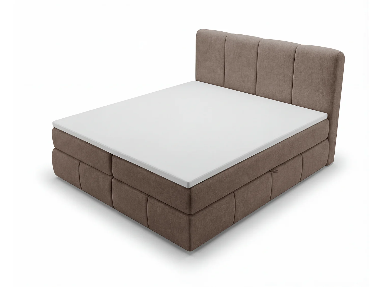 Lit boxspring 160x200 Sally avec rangement, matelas H3 et surmatelas - lit double, marron