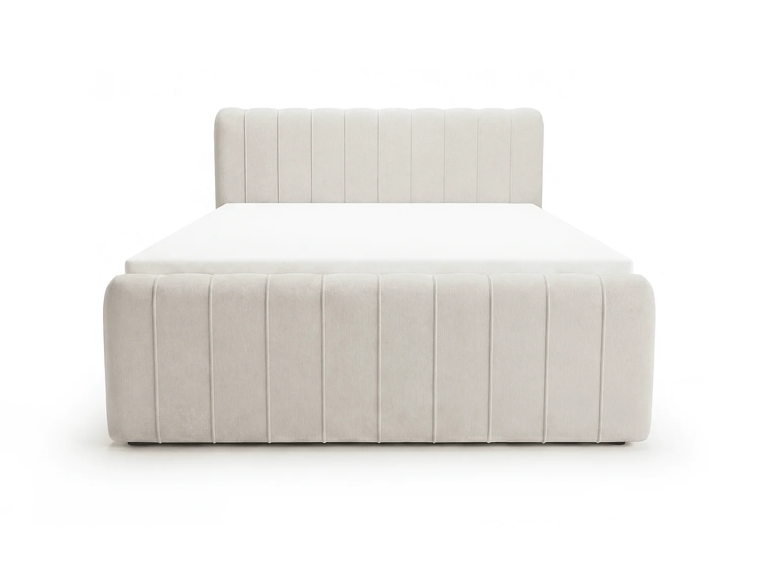 Lit double 180x200 Porto Bis avec matelas et coffre de rangement - lit continental moderne, Beige