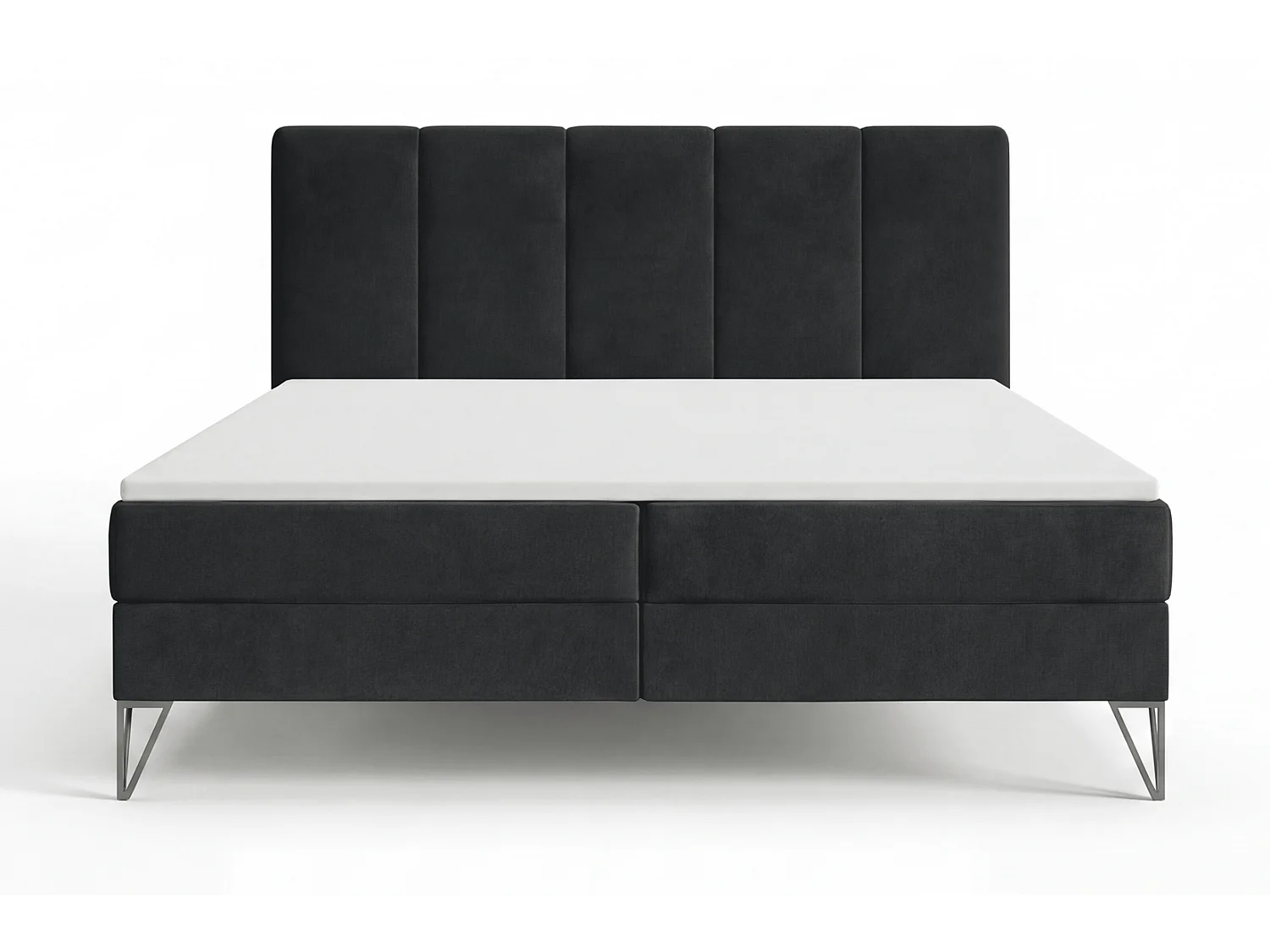 Łóżko kontynentalne z materacem 140x200 Riviera - materac H3, topper, łóżko na nóżkac - czarny