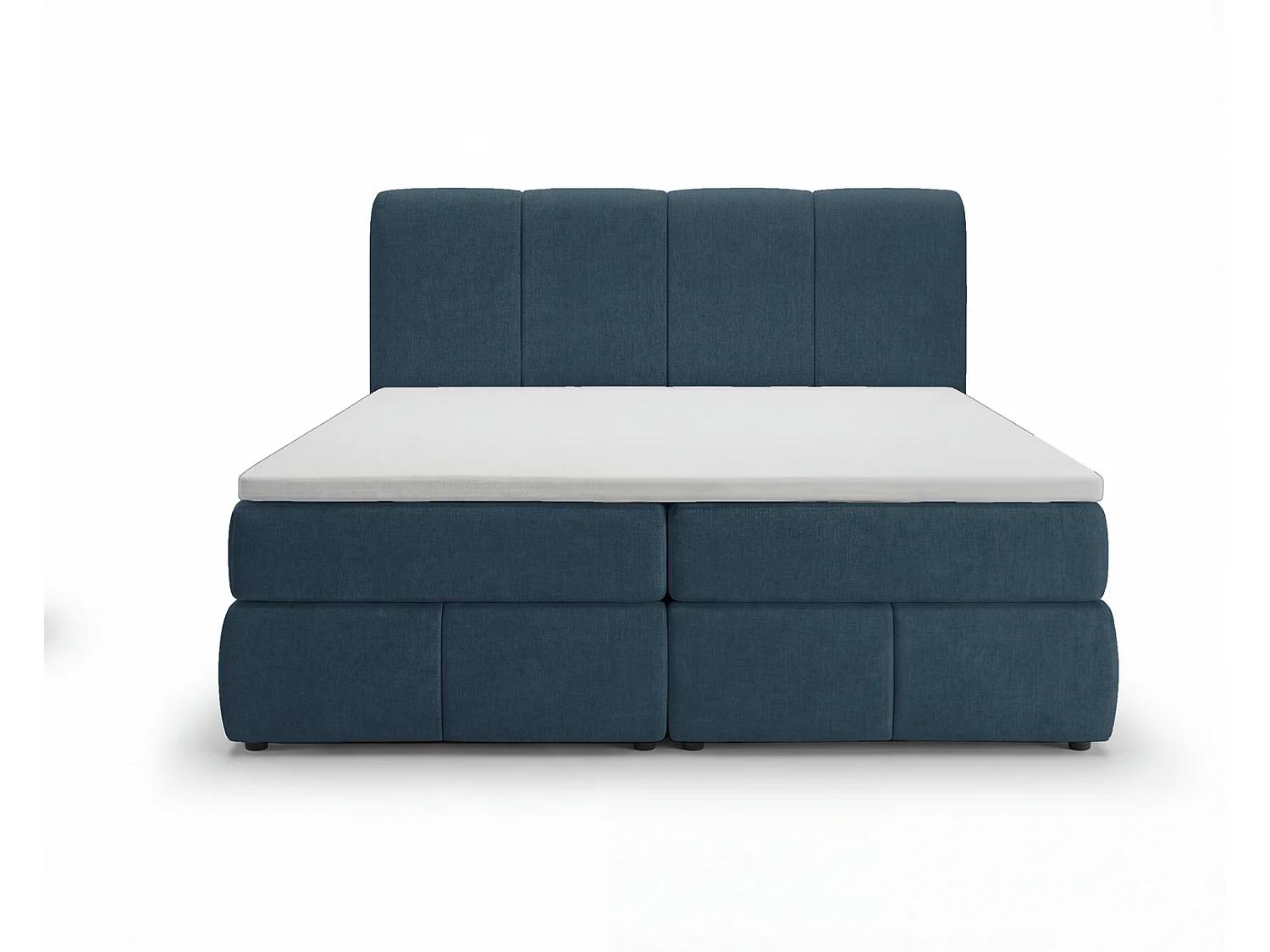 Lit boxspring 160x200 Sally avec rangement, matelas H3 et surmatelas - lit double, bleu