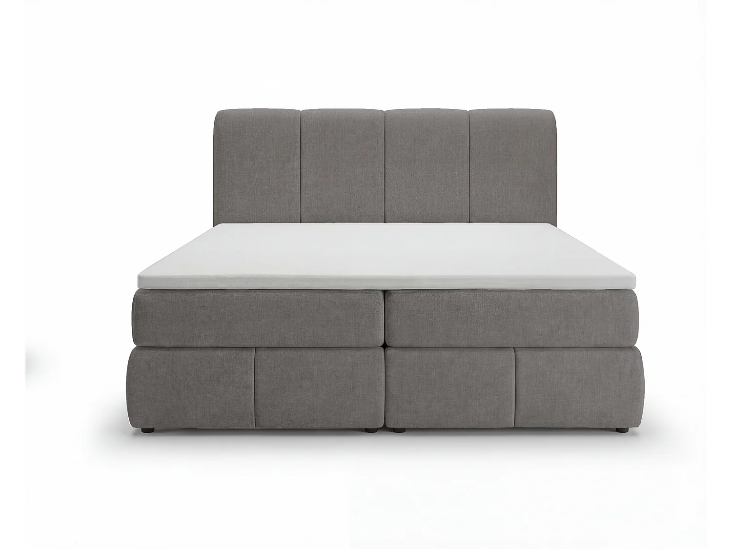Lit boxspring 160x200 Sally avec rangement, matelas H3 et surmatelas - lit double, gris
