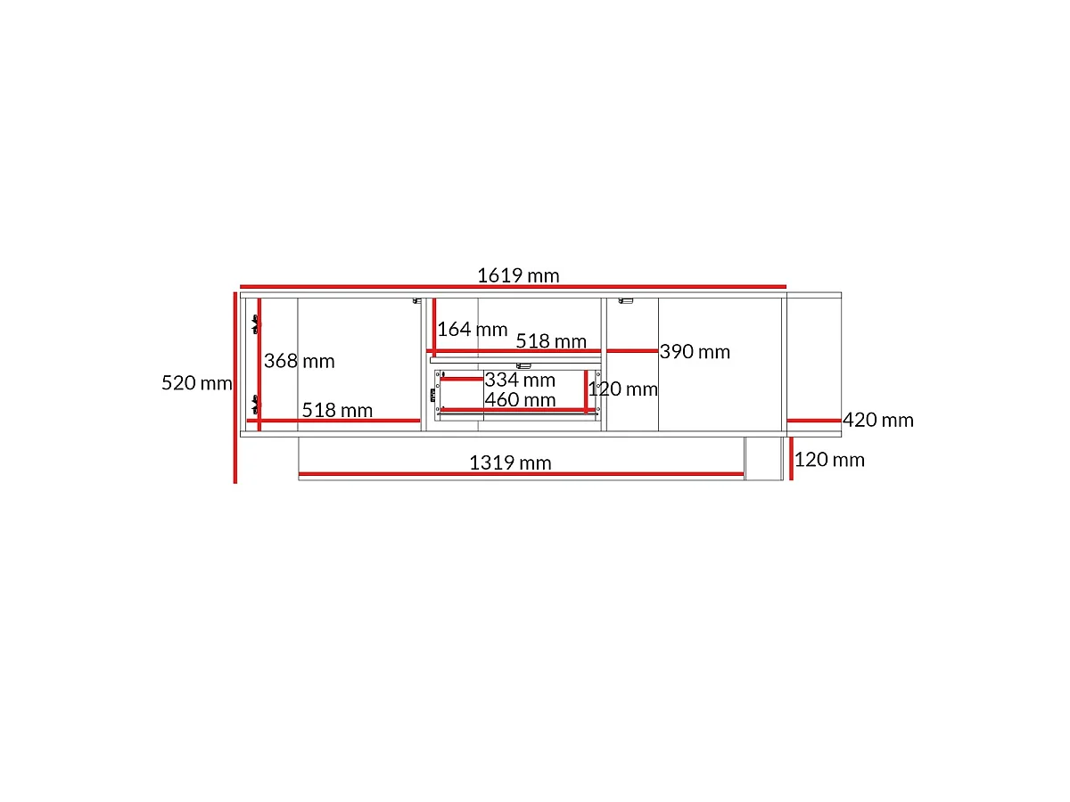 TV-Lowboard Balsi 2D1S 160 Baltic Storm (stehend)