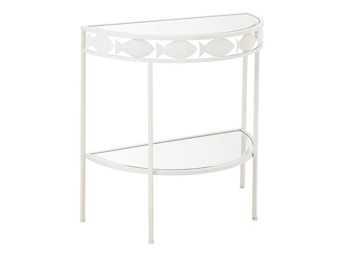Console en Métal "Poisson" 80cm Blanc