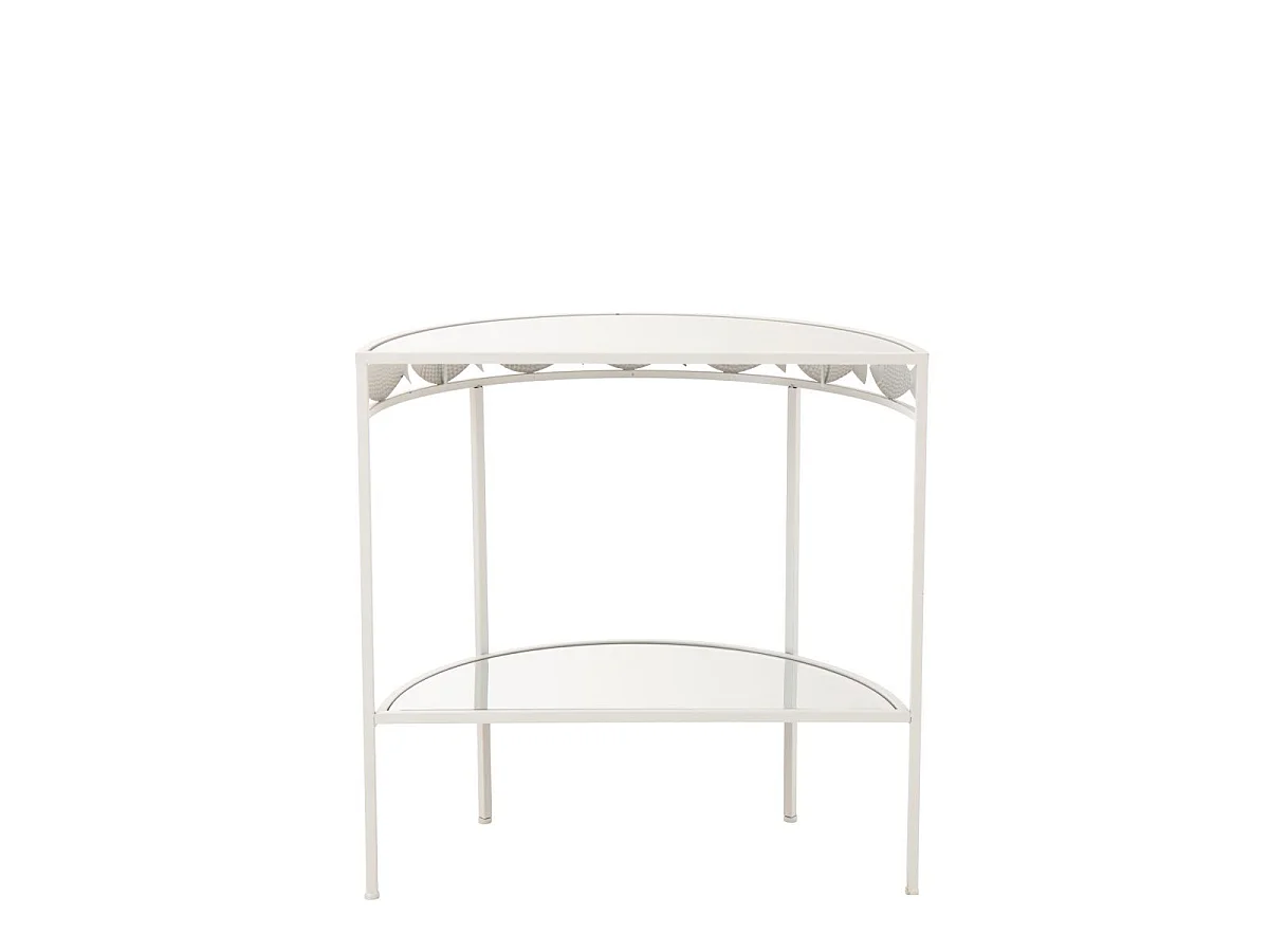 Console en Métal "Poisson" 80cm Blanc & Bleu